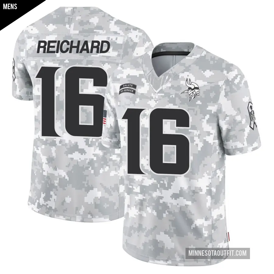 Men's Minnesota Vikings ＃16 Will Reichard Arctic Camo Limited 2024 Salute to Service Jersey
