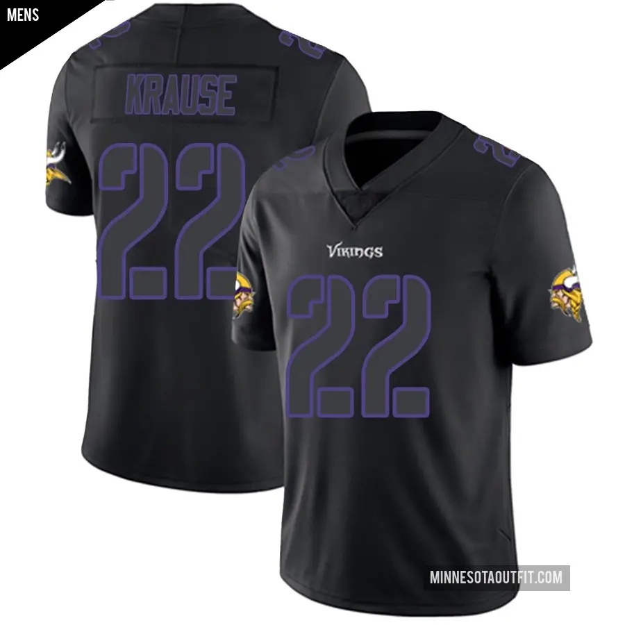 Men's Minnesota Vikings ＃22 Paul Krause Black Impact Limited Jersey