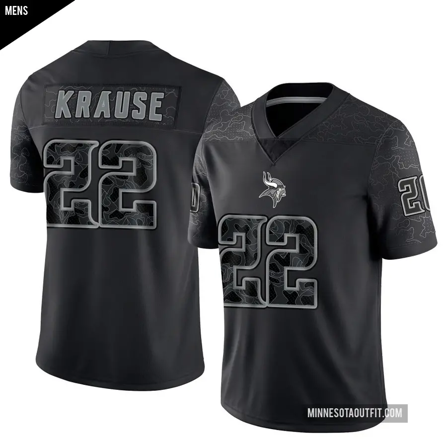 Men's Minnesota Vikings ＃22 Paul Krause Black Limited Reflective Jersey