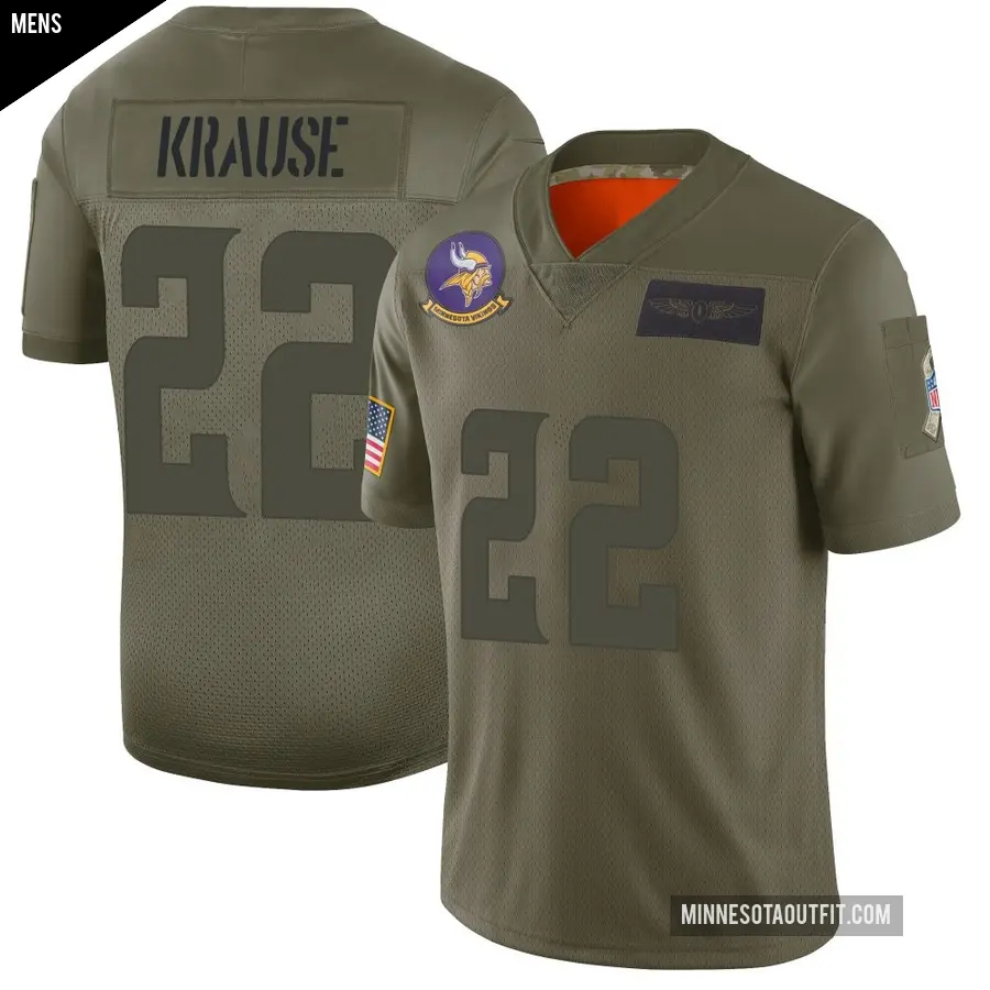 Men's Minnesota Vikings ＃22 Paul Krause Camo Limited 2019 Salute to Service Jersey
