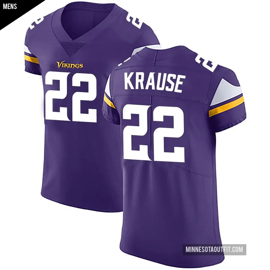 Men's Minnesota Vikings ＃22 Paul Krause Purple Elite Team Color Vapor Untouchable Jersey