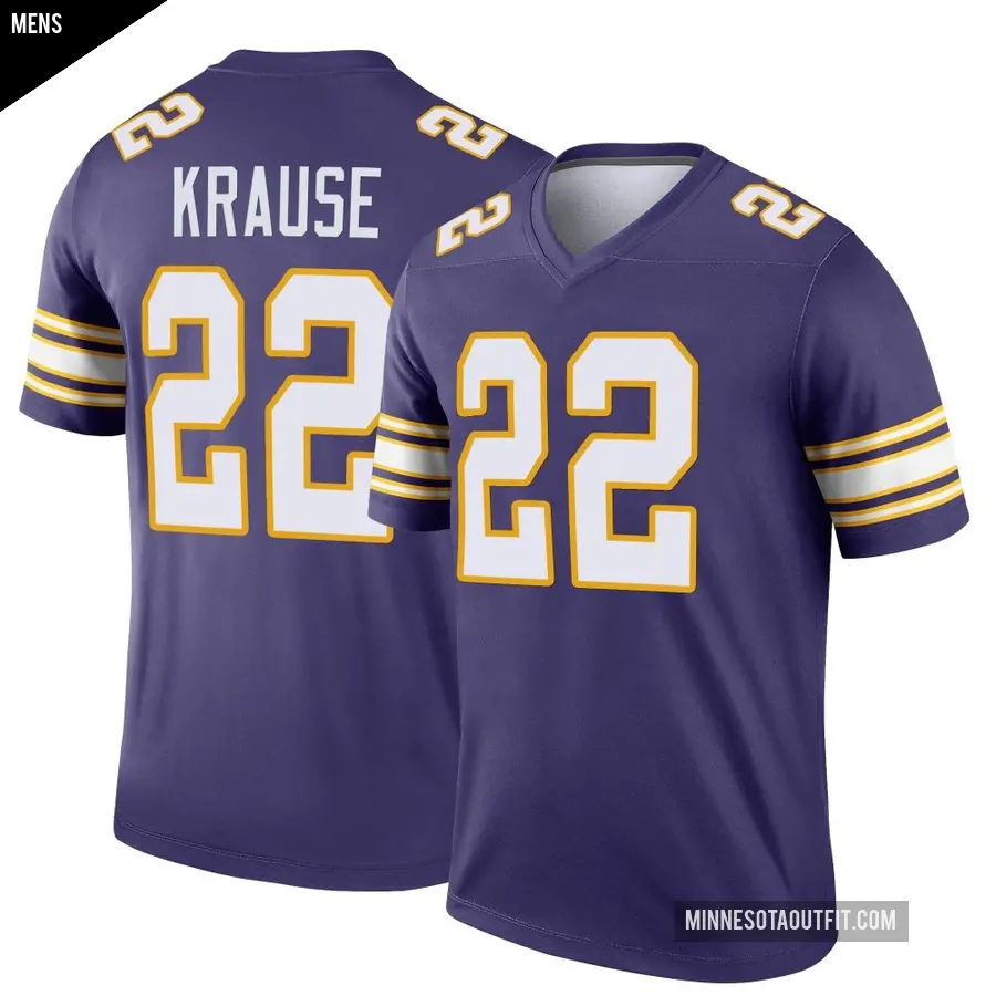 Men's Minnesota Vikings ＃22 Paul Krause Purple Legend Classic Jersey