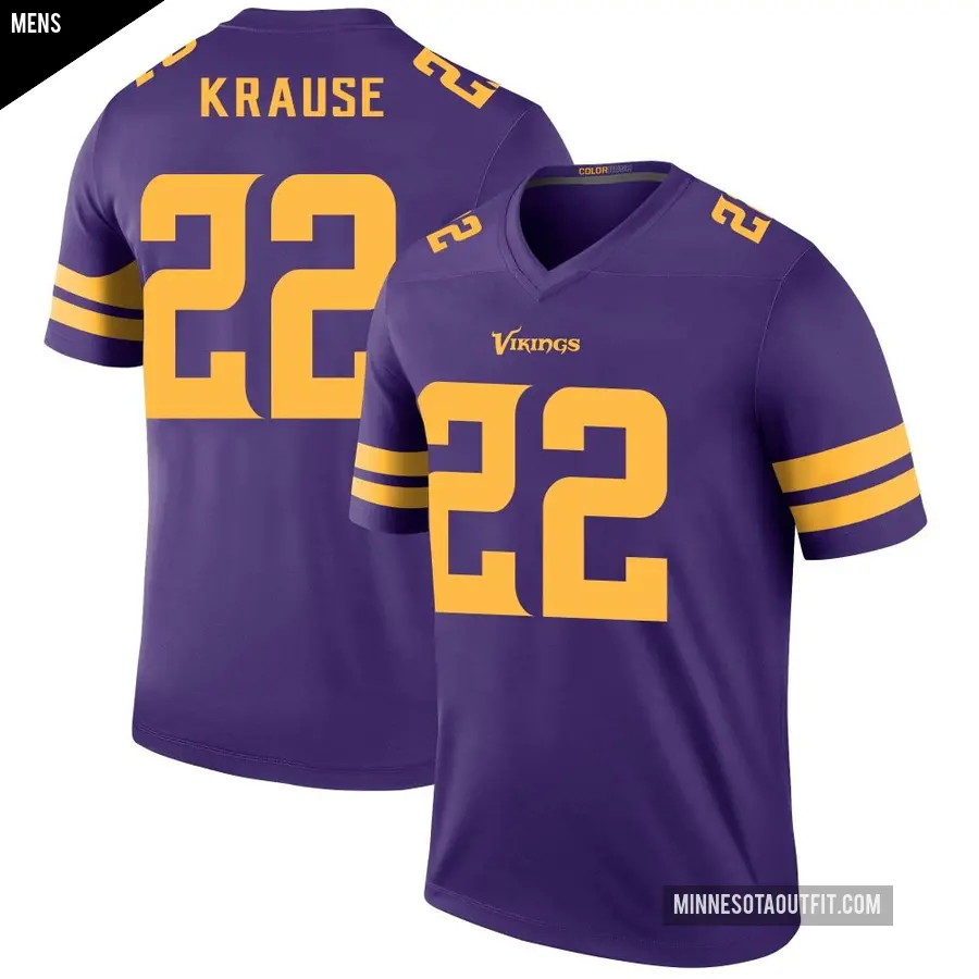 Men's Minnesota Vikings ＃22 Paul Krause Purple Legend Color Rush Jersey