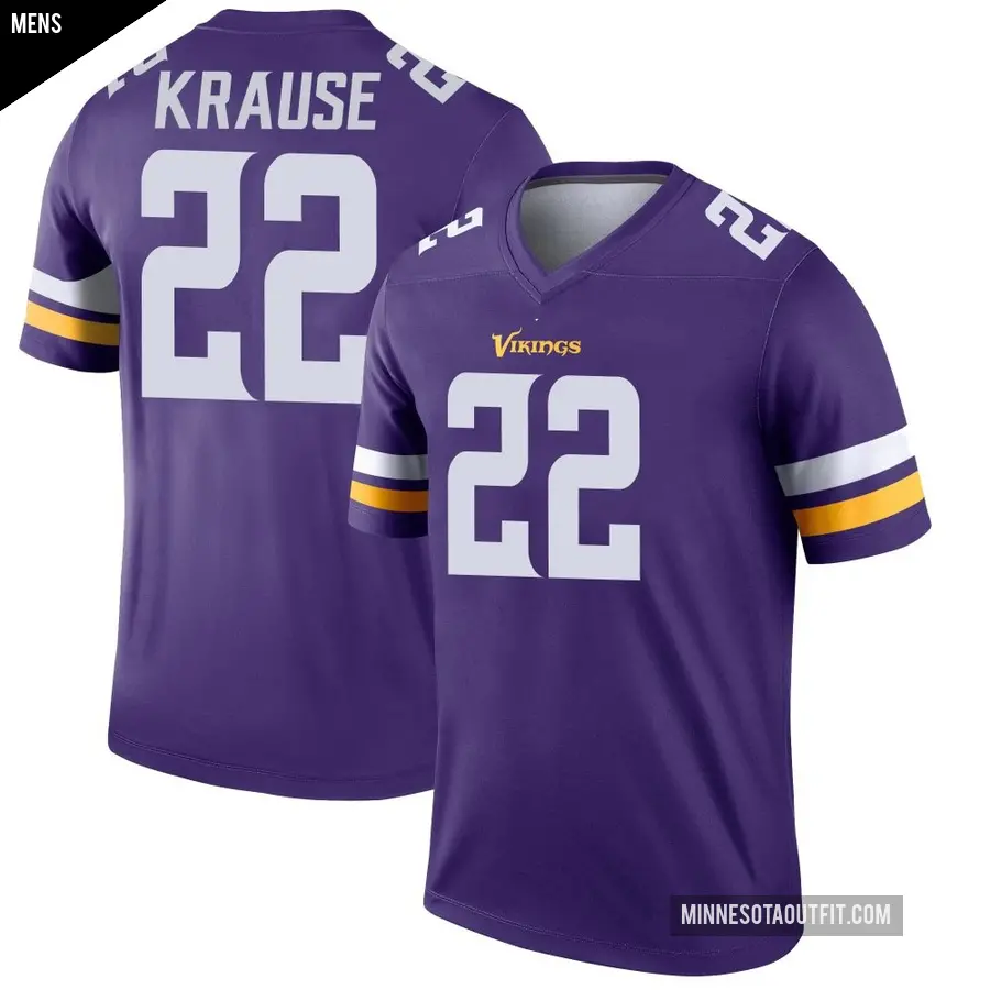 Men's Minnesota Vikings ＃22 Paul Krause Purple Legend Jersey