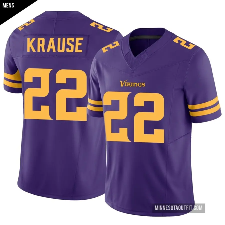 Men's Minnesota Vikings ＃22 Paul Krause Purple Limited Alternate Vapor F.U.S.E. Jersey
