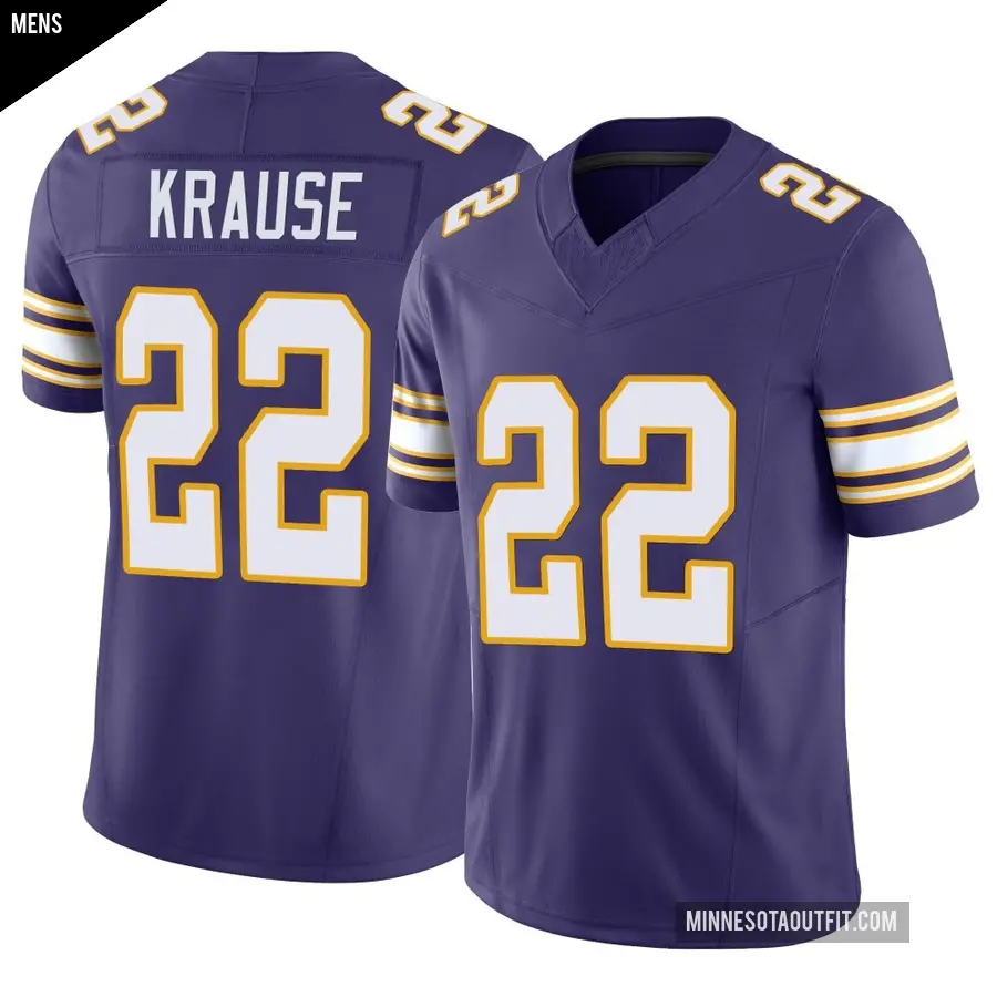 Men's Minnesota Vikings ＃22 Paul Krause Purple Limited Classic Vapor F.U.S.E. Jersey