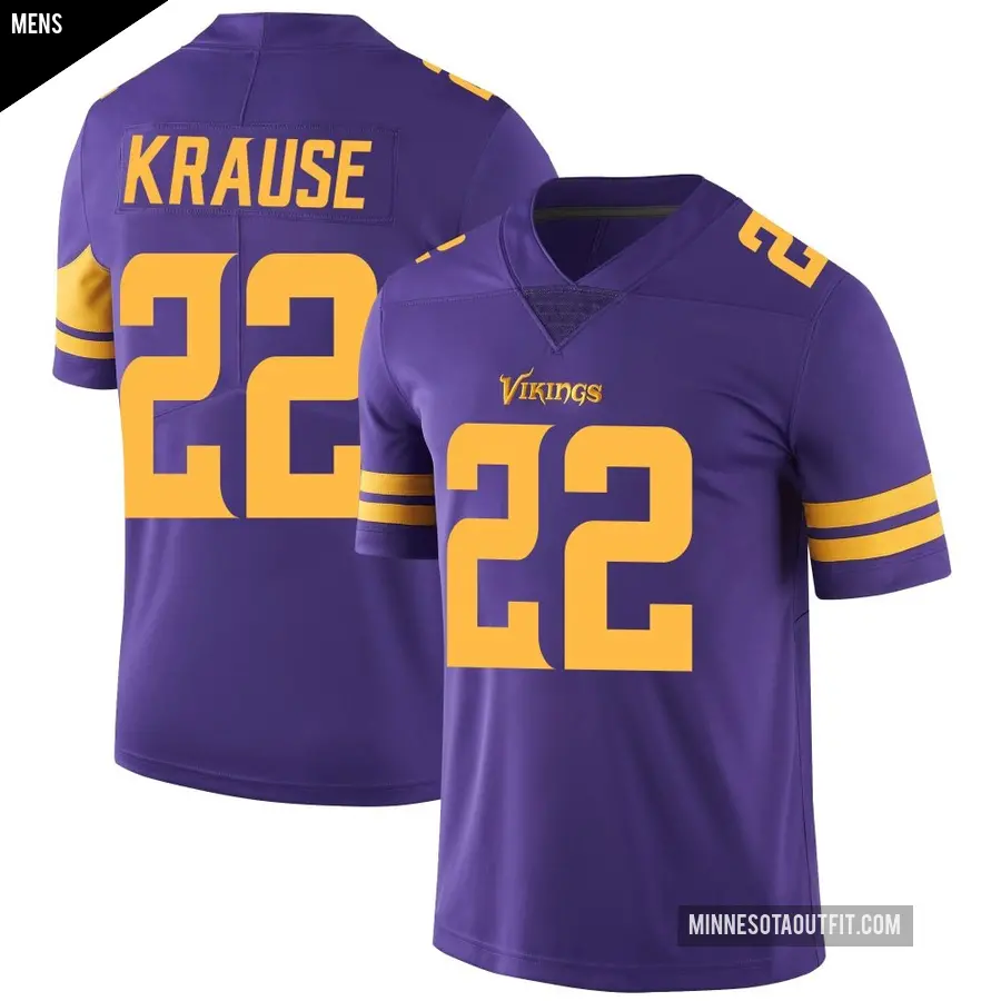 Men's Minnesota Vikings ＃22 Paul Krause Purple Limited Color Rush Jersey