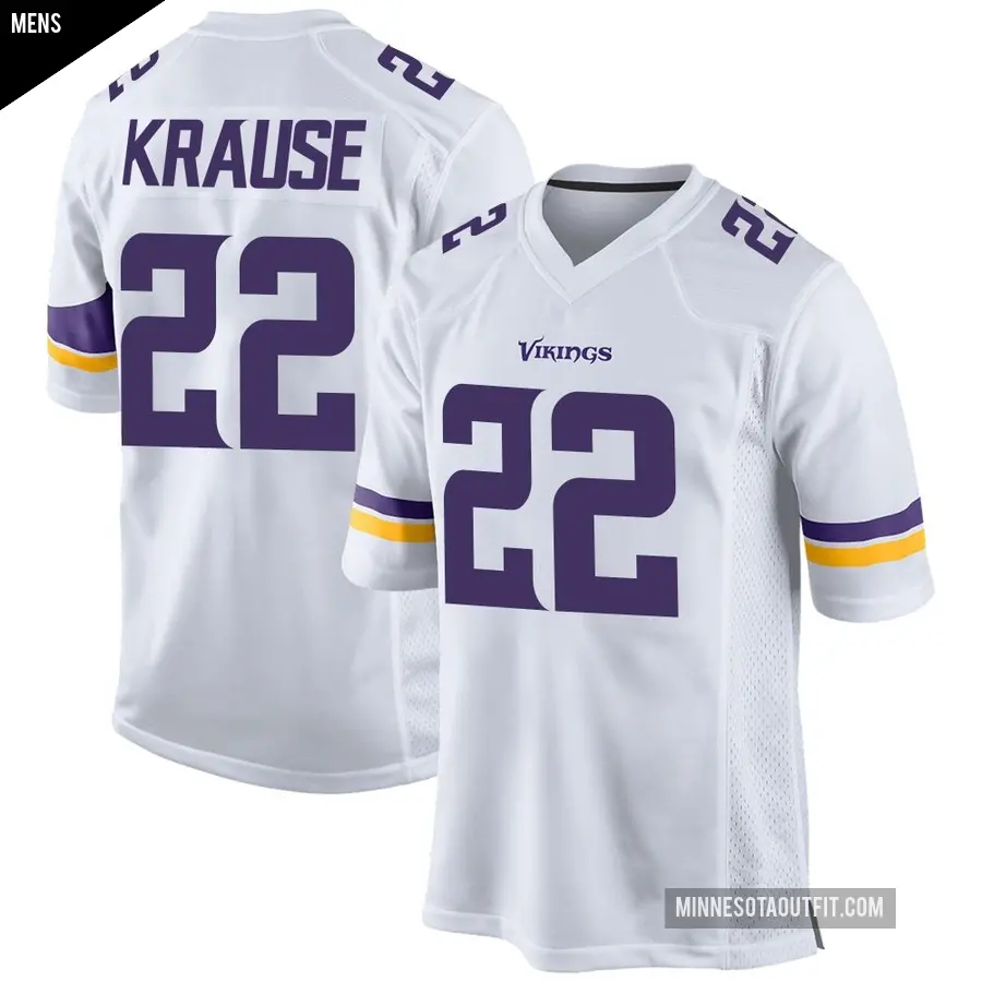 Men's Minnesota Vikings ＃22 Paul Krause White Game Jersey