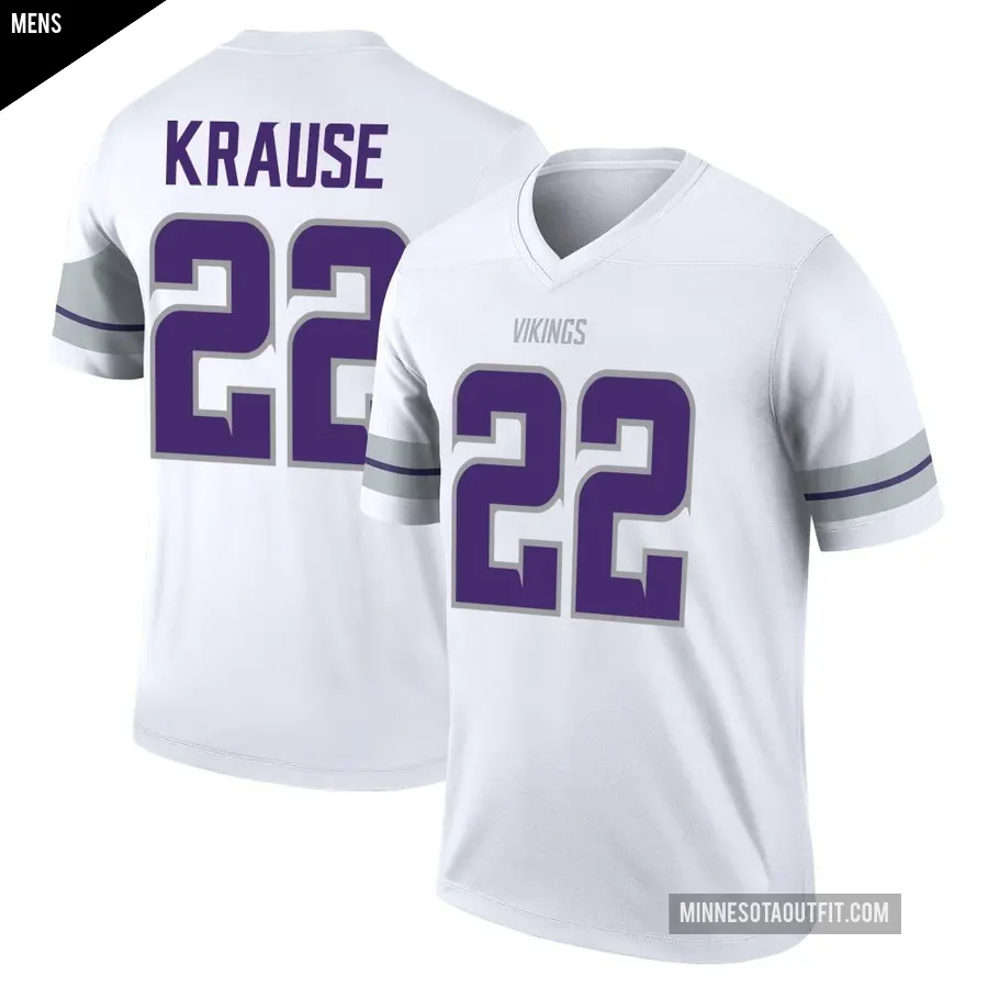 Men's Minnesota Vikings ＃22 Paul Krause White Legend Alternate Jersey