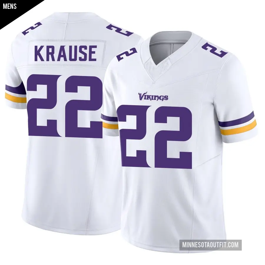 Men's Minnesota Vikings ＃22 Paul Krause White Limited Vapor F.U.S.E. Jersey