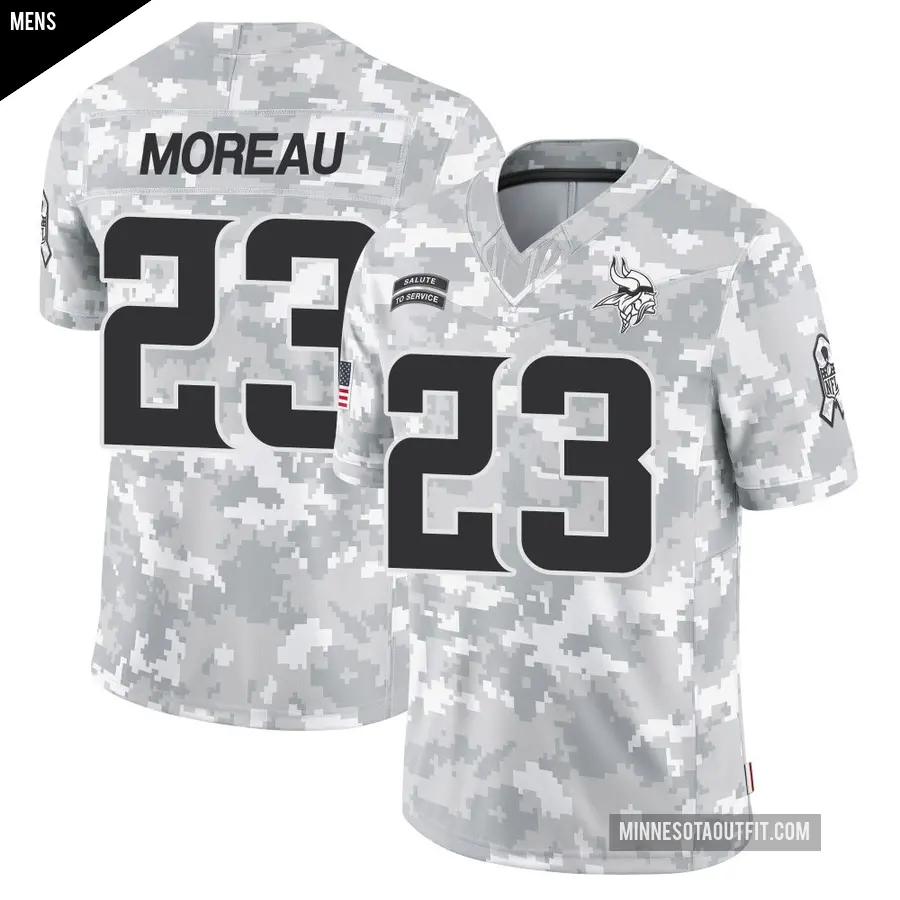 Men's Minnesota Vikings ＃23 Fabian Moreau Arctic Camo Limited 2024 Salute to Service Jersey