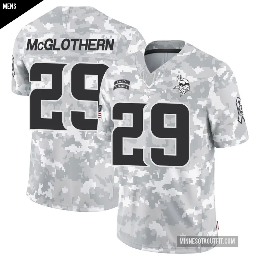 Men's Minnesota Vikings ＃29 Dwight McGlothern Arctic Camo Limited 2024 Salute to Service Jersey