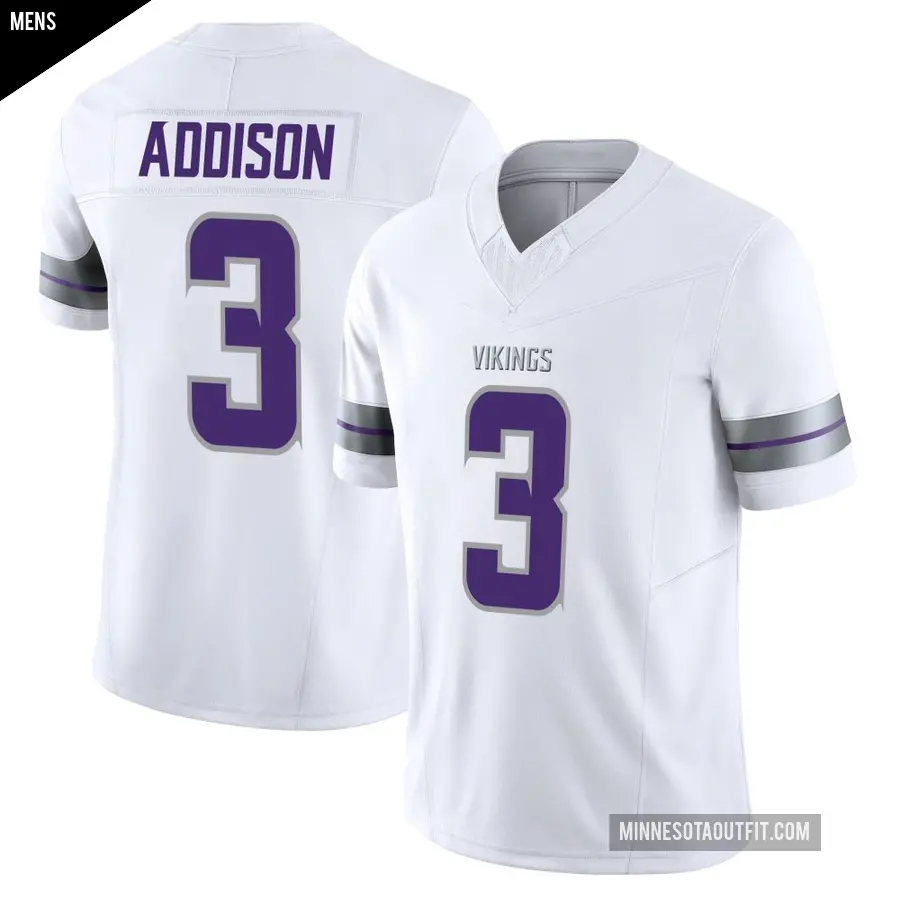 Men's Minnesota Vikings ＃3 Jordan Addison White Limited Alternate Vapor F.U.S.E. Jersey