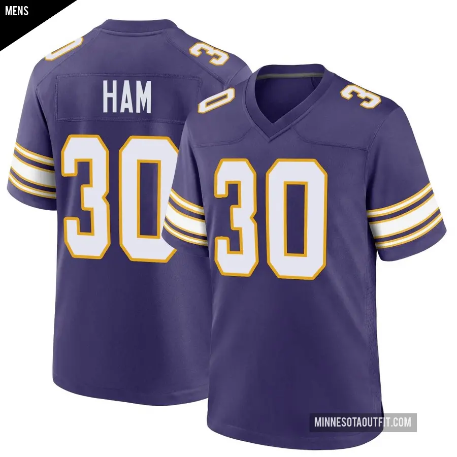 Men's Minnesota Vikings ＃30 C.J. Ham Purple Game Classic Jersey