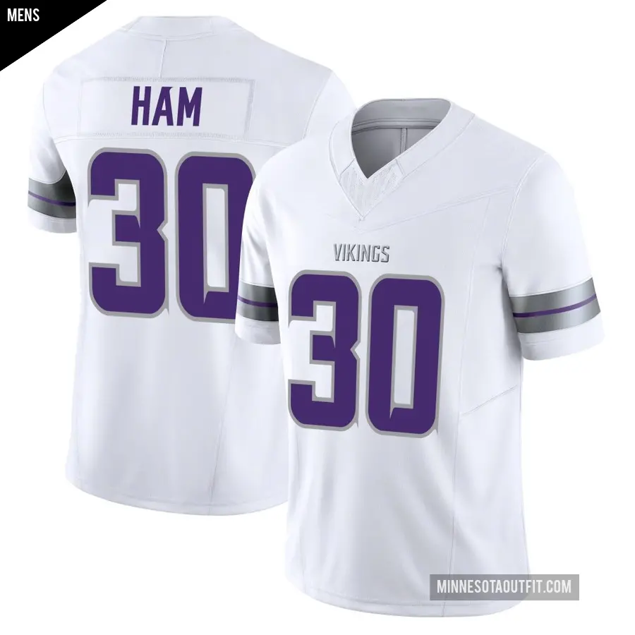 Men's Minnesota Vikings ＃30 C.J. Ham White Limited Alternate Vapor F.U.S.E. Jersey