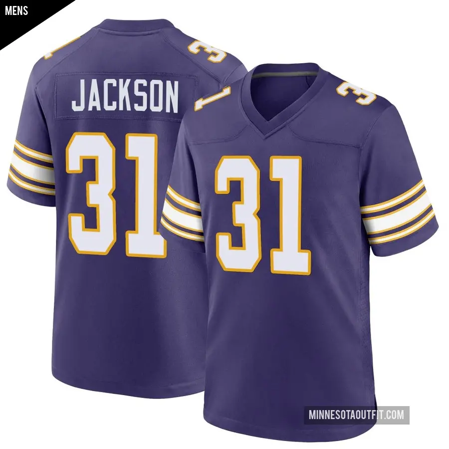 Men's Minnesota Vikings ＃31 Khyree Jackson Purple Game Classic Jersey