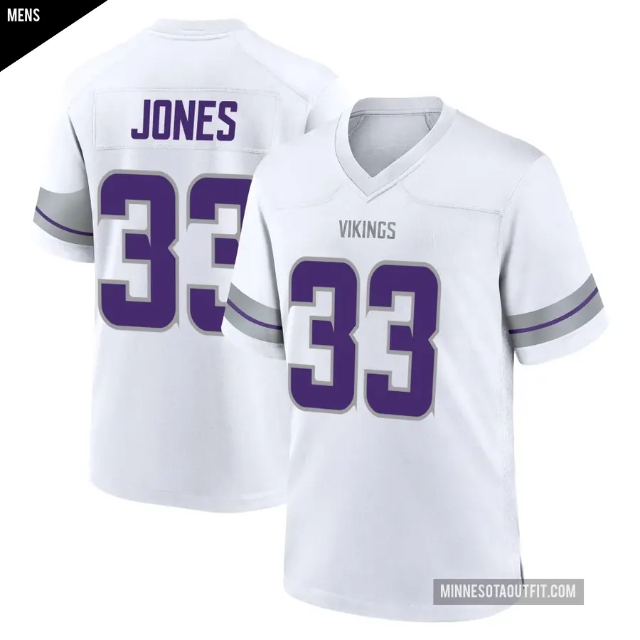 Men's Minnesota Vikings ＃33 Aaron Jones White Game Alternate Jersey