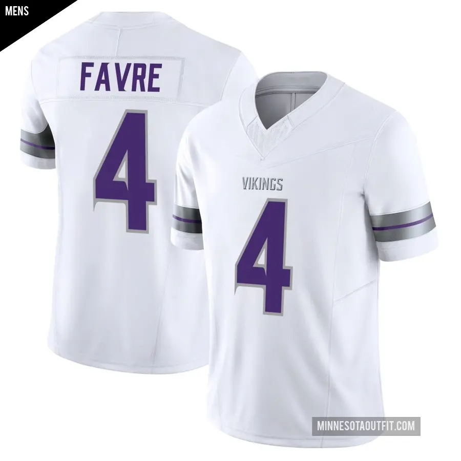 Men's Minnesota Vikings ＃4 Brett Favre White Limited Alternate Vapor F.U.S.E. Jersey