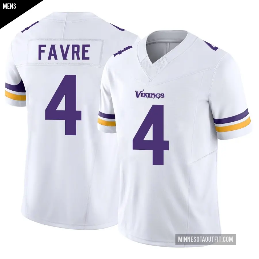 Men's Minnesota Vikings ＃4 Brett Favre White Limited Vapor F.U.S.E. Jersey