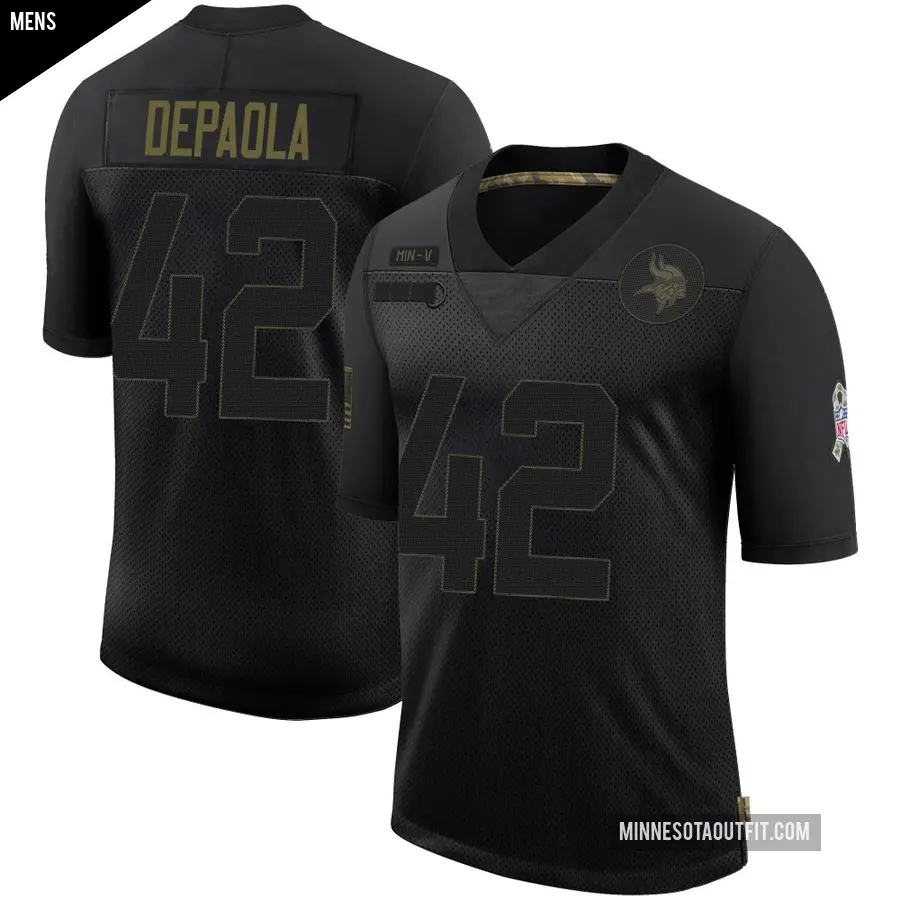Men's Minnesota Vikings ＃42 Andrew DePaola Black Limited 2020 Salute To Service Jersey