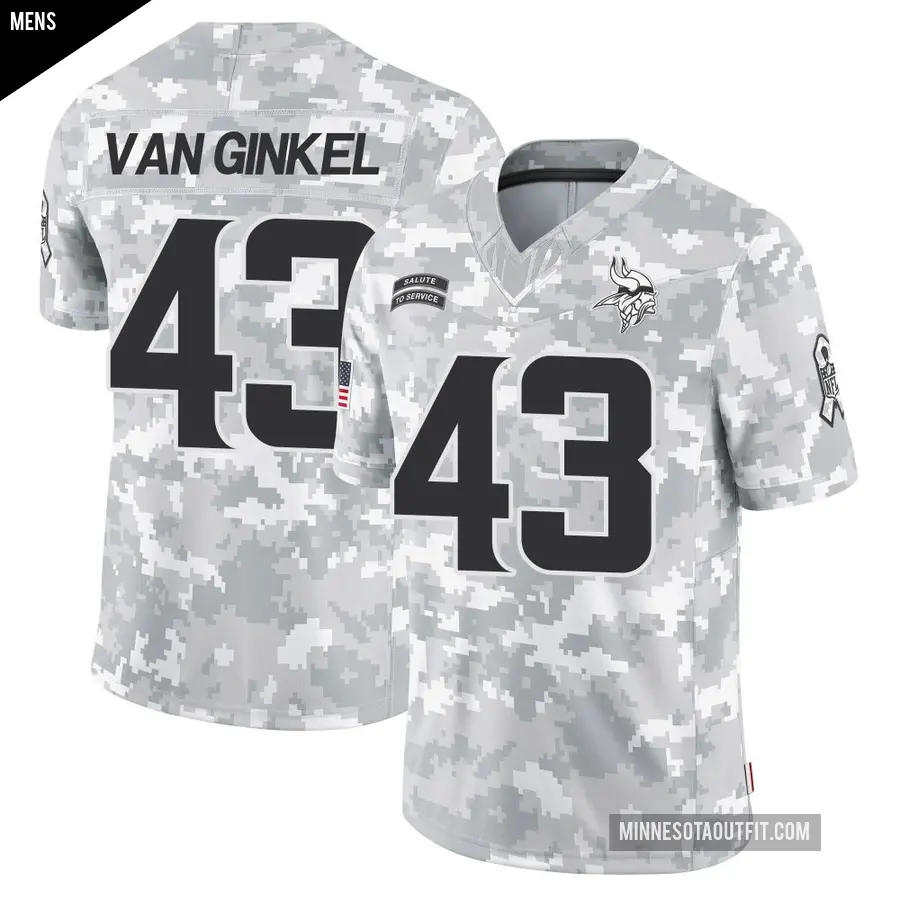 Men's Minnesota Vikings ＃43 Andrew Van Ginkel Arctic Camo Limited 2024 Salute to Service Jersey