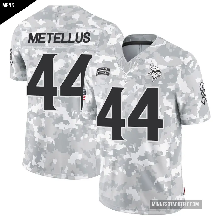 Men's Minnesota Vikings ＃44 Josh Metellus Arctic Camo Limited 2024 Salute to Service Jersey