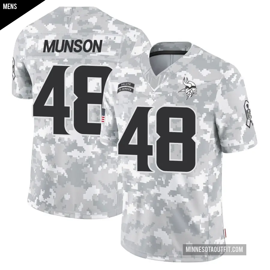 Men's Minnesota Vikings ＃48 Calvin Munson Arctic Camo Limited 2024 Salute to Service Jersey