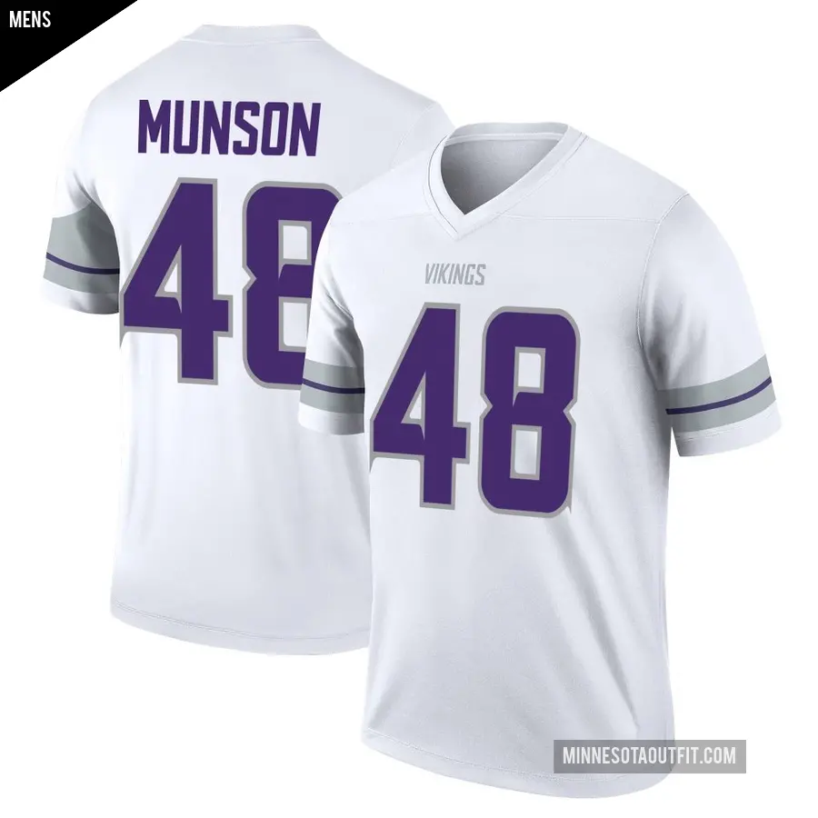 Men's Minnesota Vikings ＃48 Calvin Munson White Legend Alternate Jersey