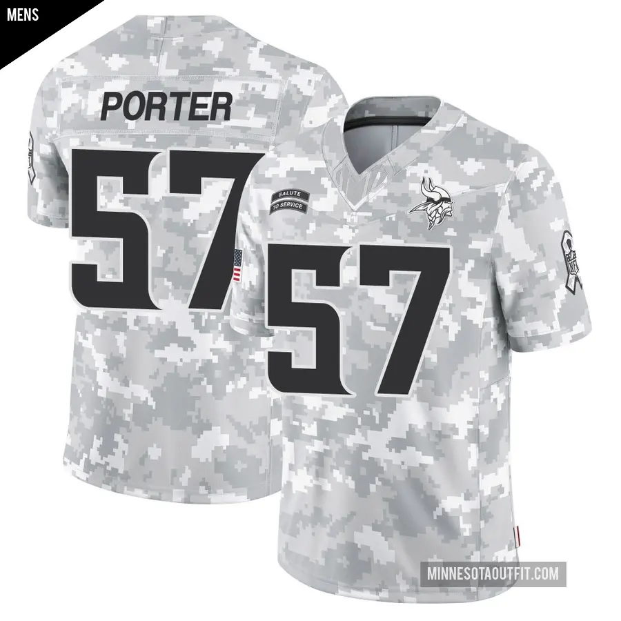 Men's Minnesota Vikings ＃57 Owen Porter Arctic Camo Limited 2024 Salute to Service Jersey