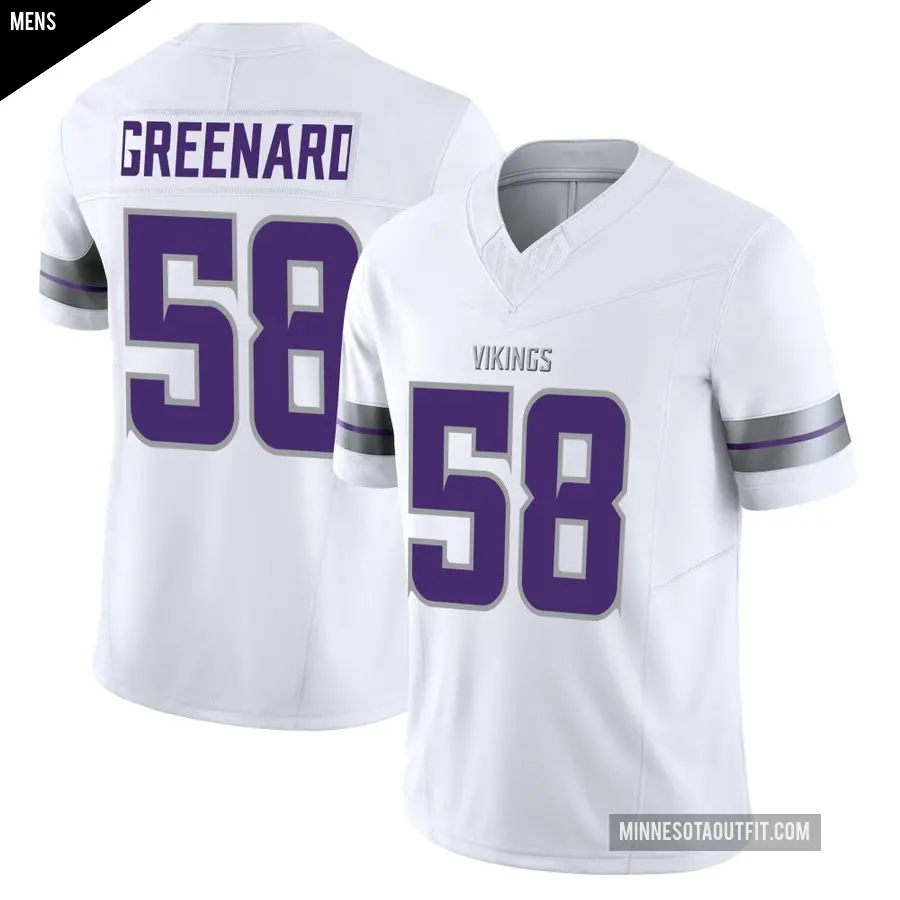 Men's Minnesota Vikings ＃58 Jonathan Greenard White Limited Alternate Vapor F.U.S.E. Jersey