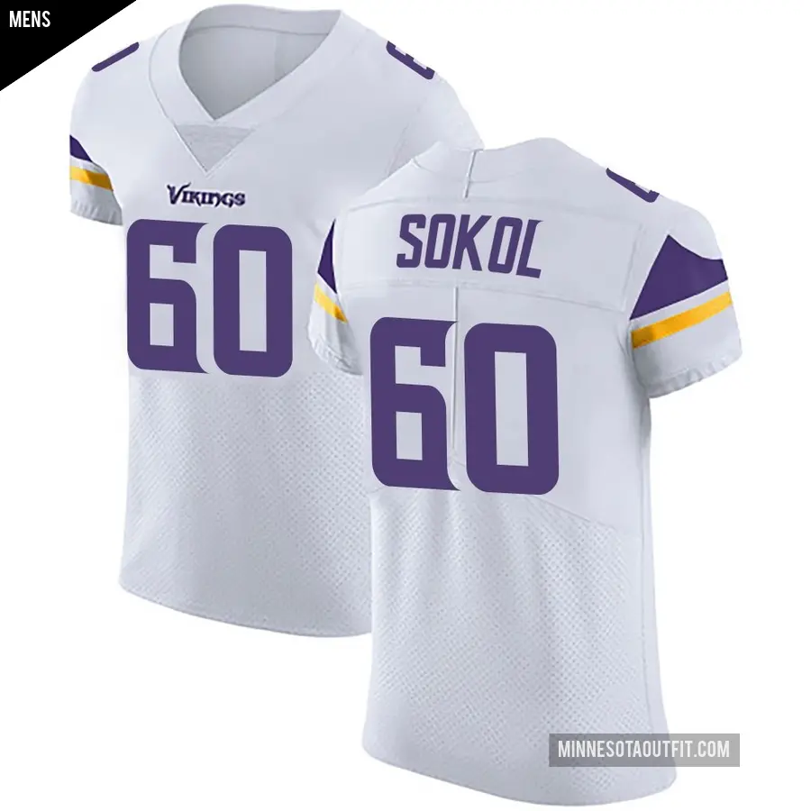 Men's Minnesota Vikings ＃60 Josh Sokol White Elite Vapor Untouchable Jersey