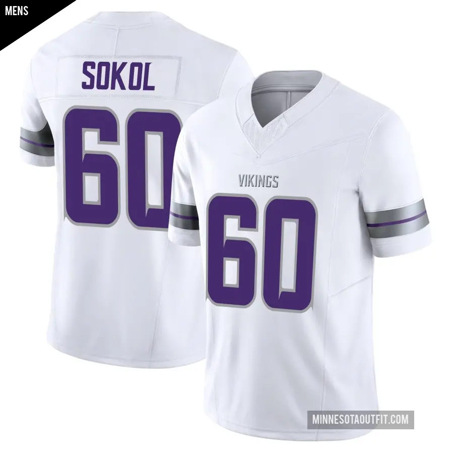 Men's Minnesota Vikings ＃60 Josh Sokol White Limited Alternate Vapor F.U.S.E. Jersey