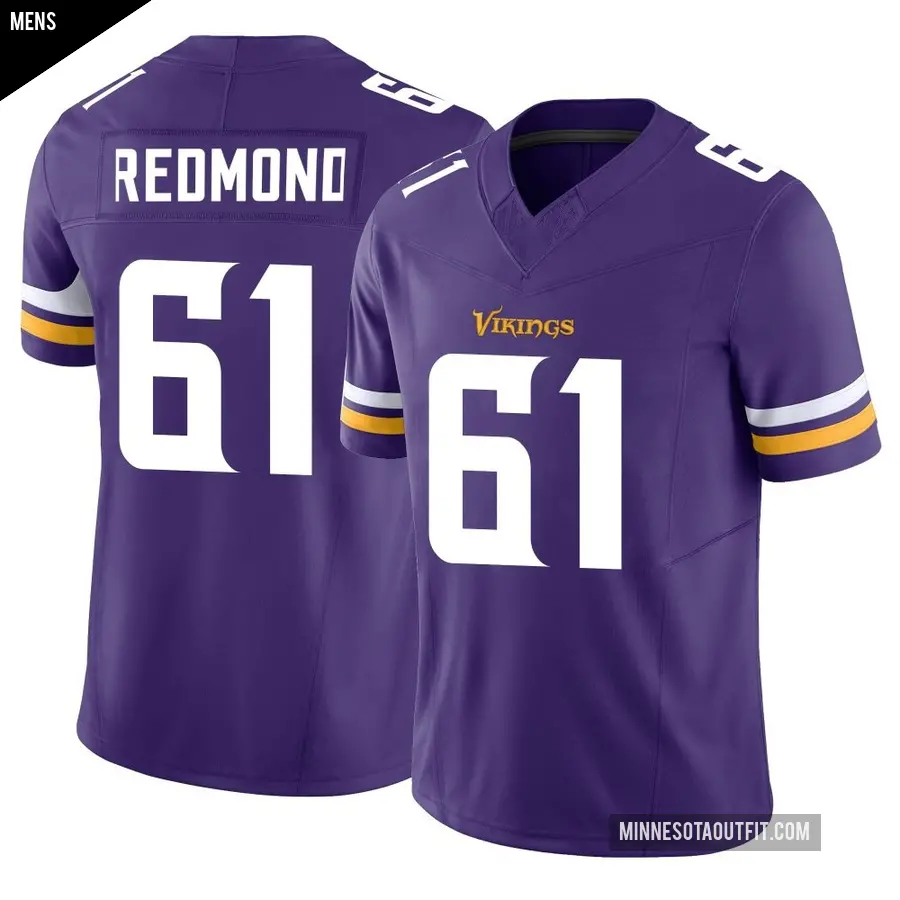 Men's Minnesota Vikings ＃61 Jalen Redmond Purple Limited Vapor F.U.S.E. Jersey