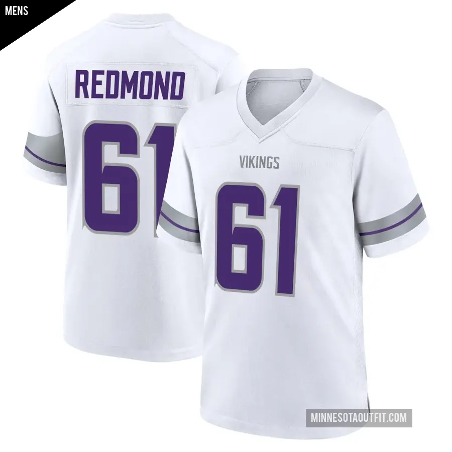 Men's Minnesota Vikings ＃61 Jalen Redmond White Game Alternate Jersey