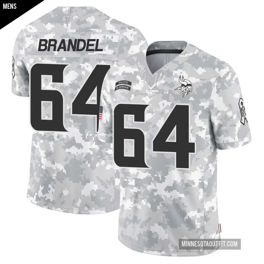 Men's Minnesota Vikings ＃64 Blake Brandel Arctic Camo Limited 2024 Salute to Service Jersey