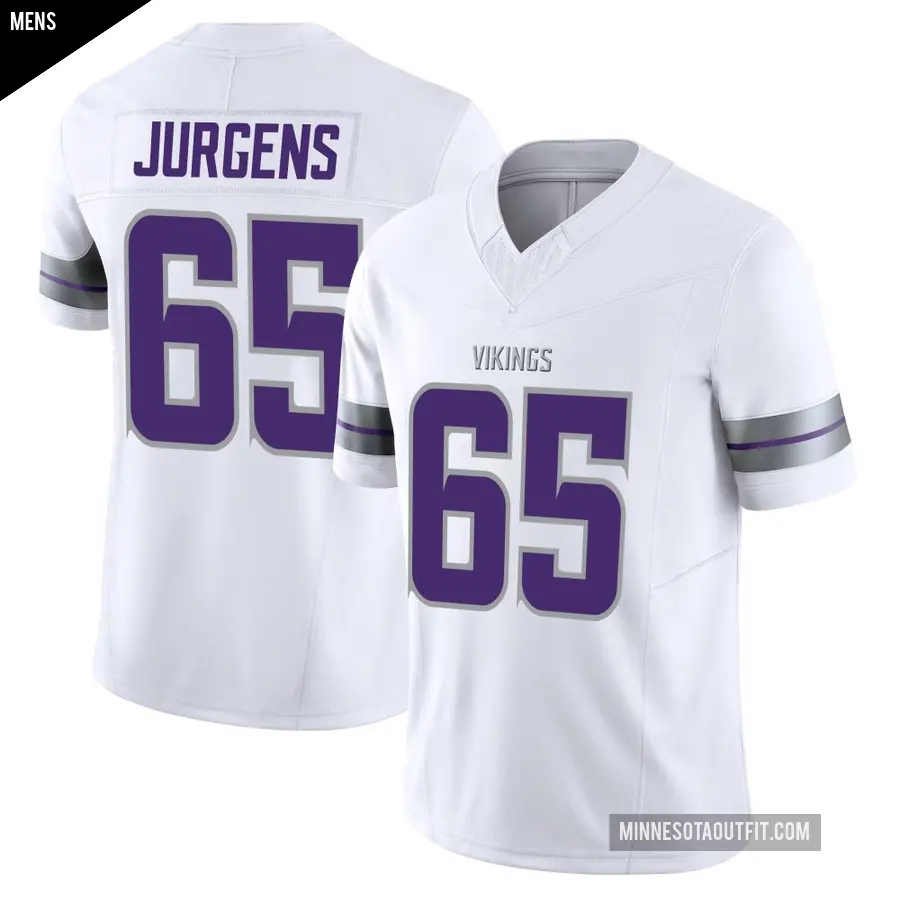 Men's Minnesota Vikings ＃65 Michael Jurgens White Limited Alternate Vapor F.U.S.E. Jersey