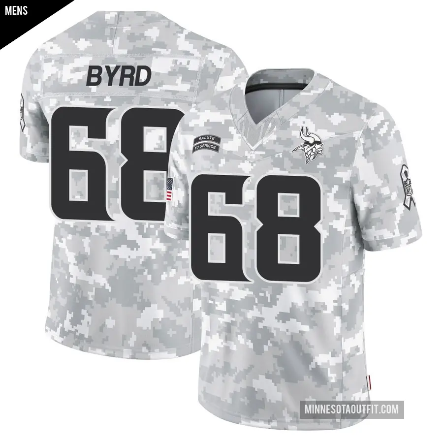 Men's Minnesota Vikings ＃68 Henry Byrd Arctic Camo Limited 2024 Salute to Service Jersey
