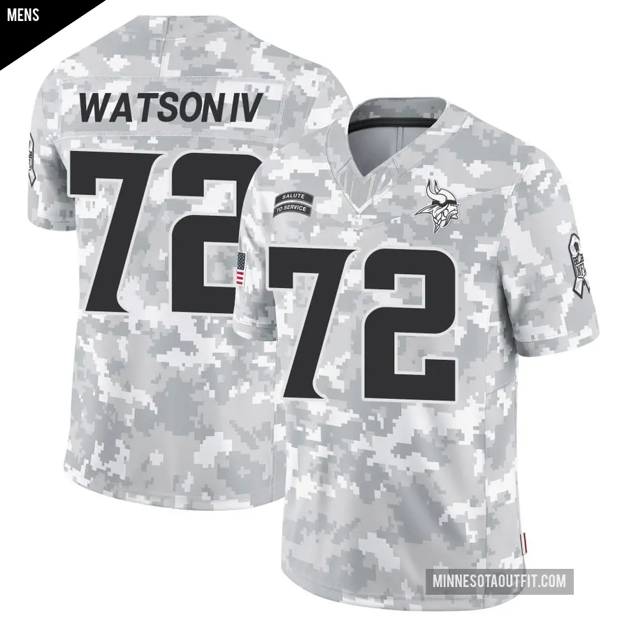 Men's Minnesota Vikings ＃72 Leroy Watson IV Arctic Camo Limited 2024 Salute to Service Jersey