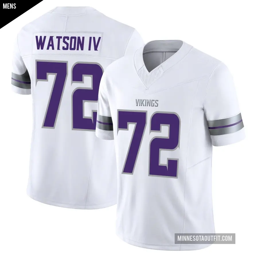 Men's Minnesota Vikings ＃72 Leroy Watson IV White Limited Alternate Vapor F.U.S.E. Jersey