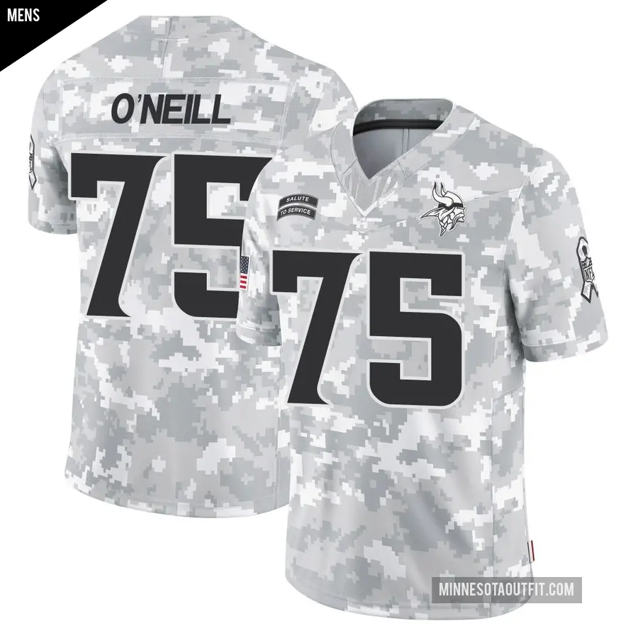 Men's Minnesota Vikings ＃75 Brian O'Neill Arctic Camo Limited 2024 Salute to Service Jersey