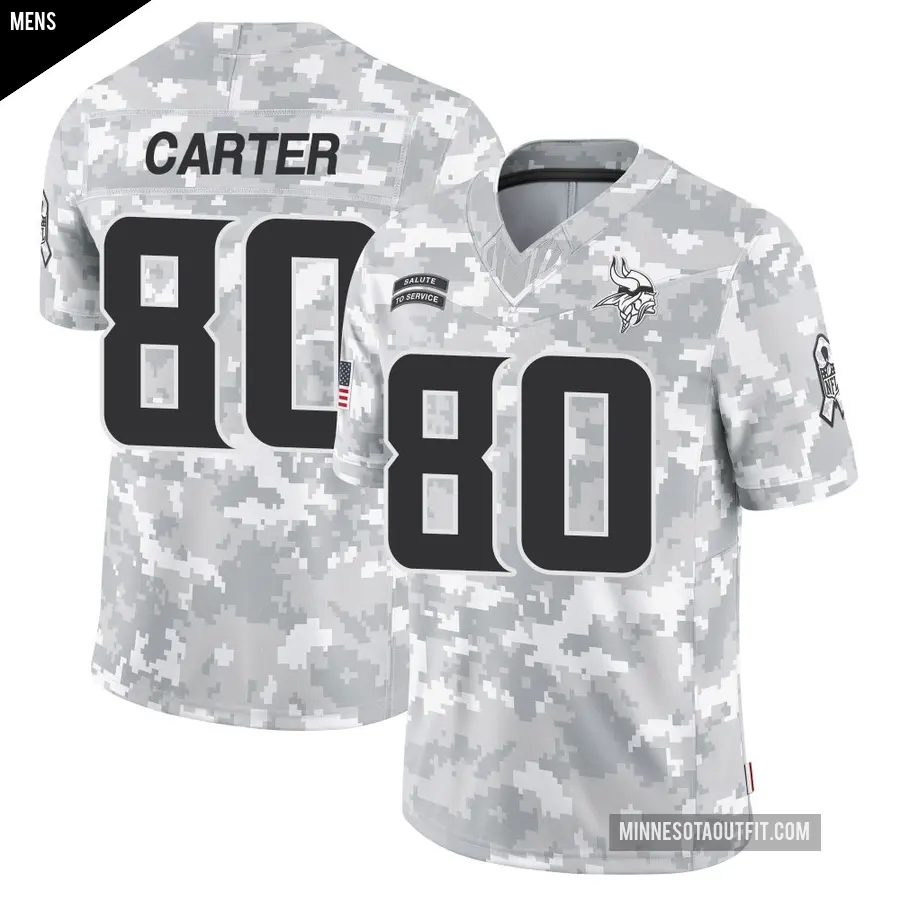 Men's Minnesota Vikings ＃80 Cris Carter Arctic Camo Limited 2024 Salute to Service Jersey