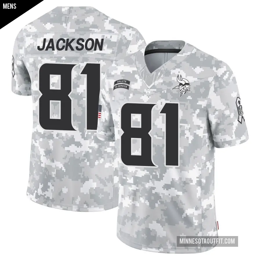 Men's Minnesota Vikings ＃81 Lucky Jackson Arctic Camo Limited 2024 Salute to Service Jersey