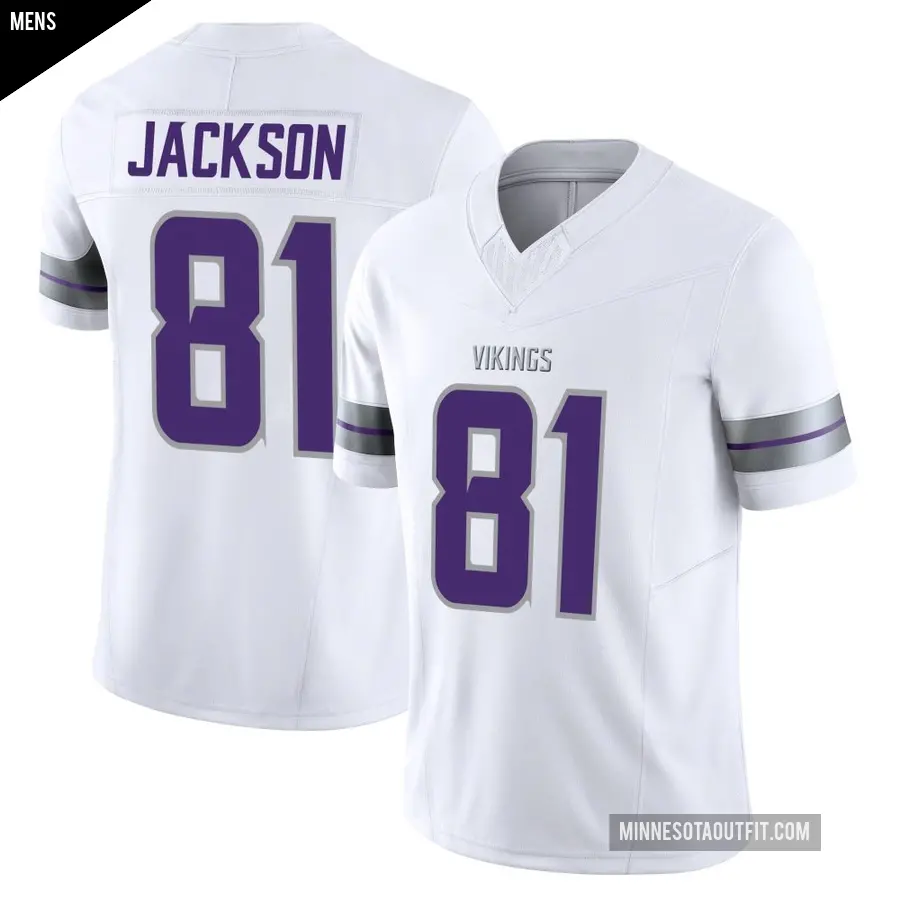 Men's Minnesota Vikings ＃81 Lucky Jackson White Limited Alternate Vapor F.U.S.E. Jersey