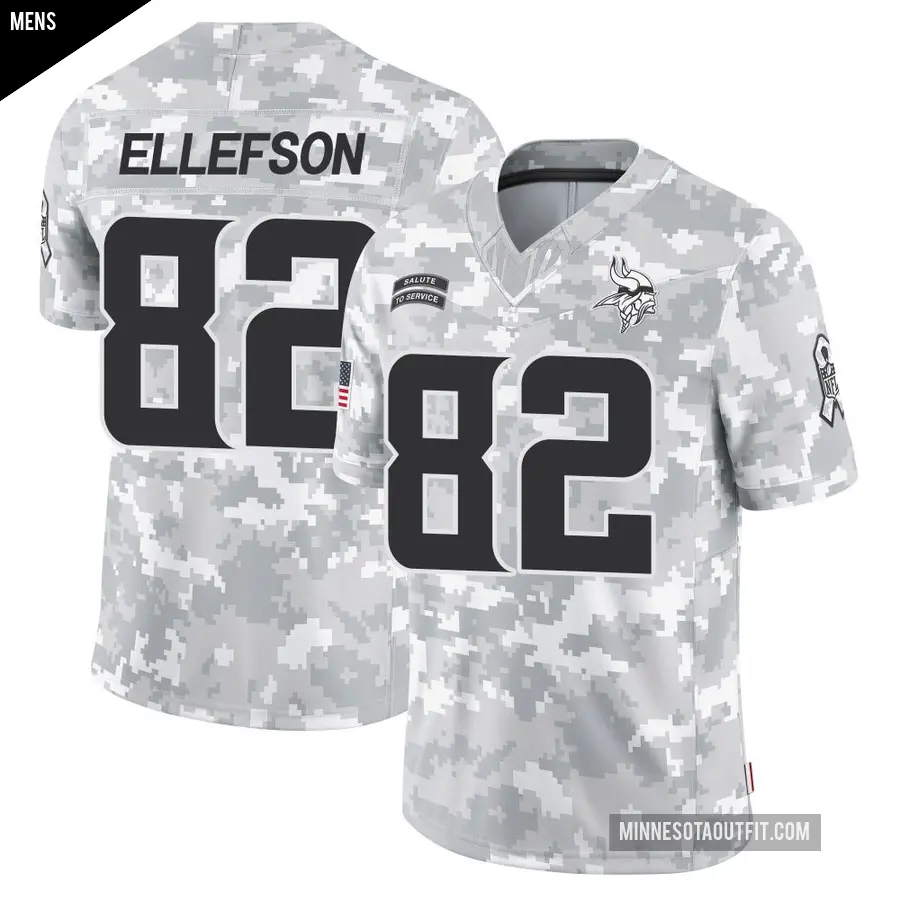 Men's Minnesota Vikings ＃82 Ben Ellefson Arctic Camo Limited 2024 Salute to Service Jersey