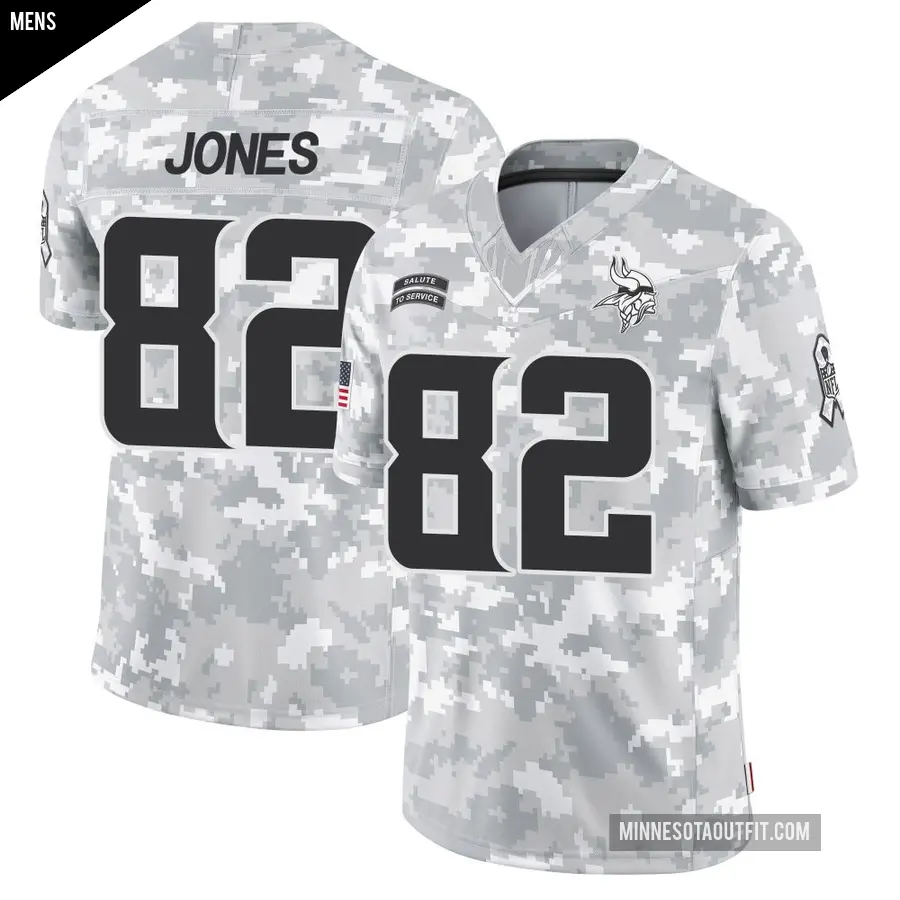 Men's Minnesota Vikings ＃82 Jeshaun Jones Arctic Camo Limited 2024 Salute to Service Jersey