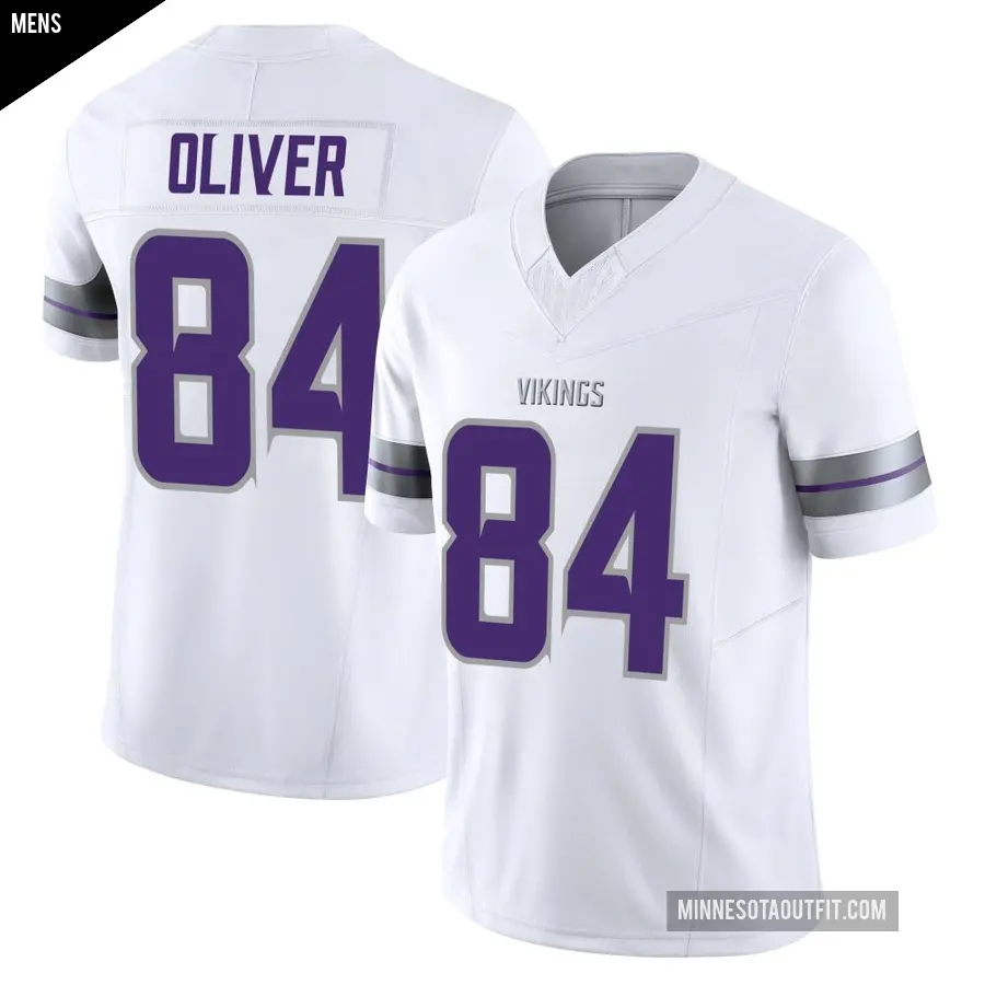 Men's Minnesota Vikings ＃84 Josh Oliver White Limited Alternate Vapor F.U.S.E. Jersey