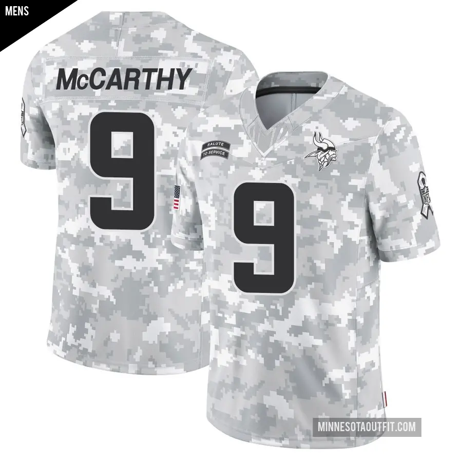Men's Minnesota Vikings ＃9 J.J. McCarthy Arctic Camo Limited 2024 Salute to Service Jersey