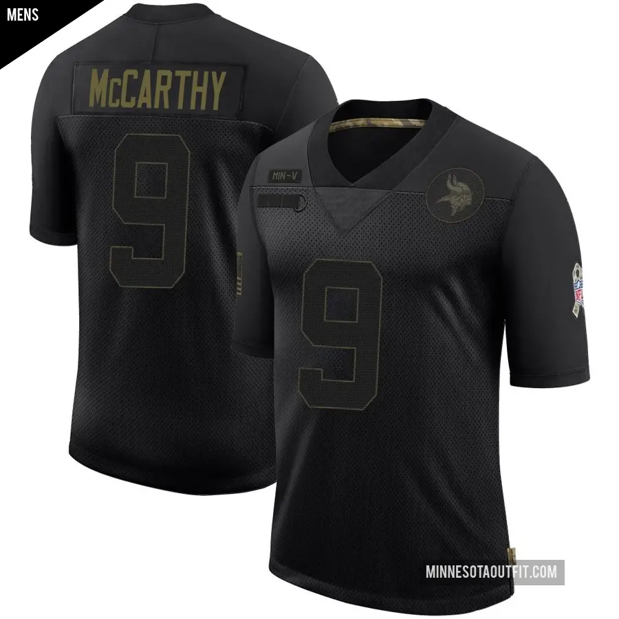 Men's Minnesota Vikings ＃9 J.J. McCarthy Black Limited 2020 Salute To Service Jersey