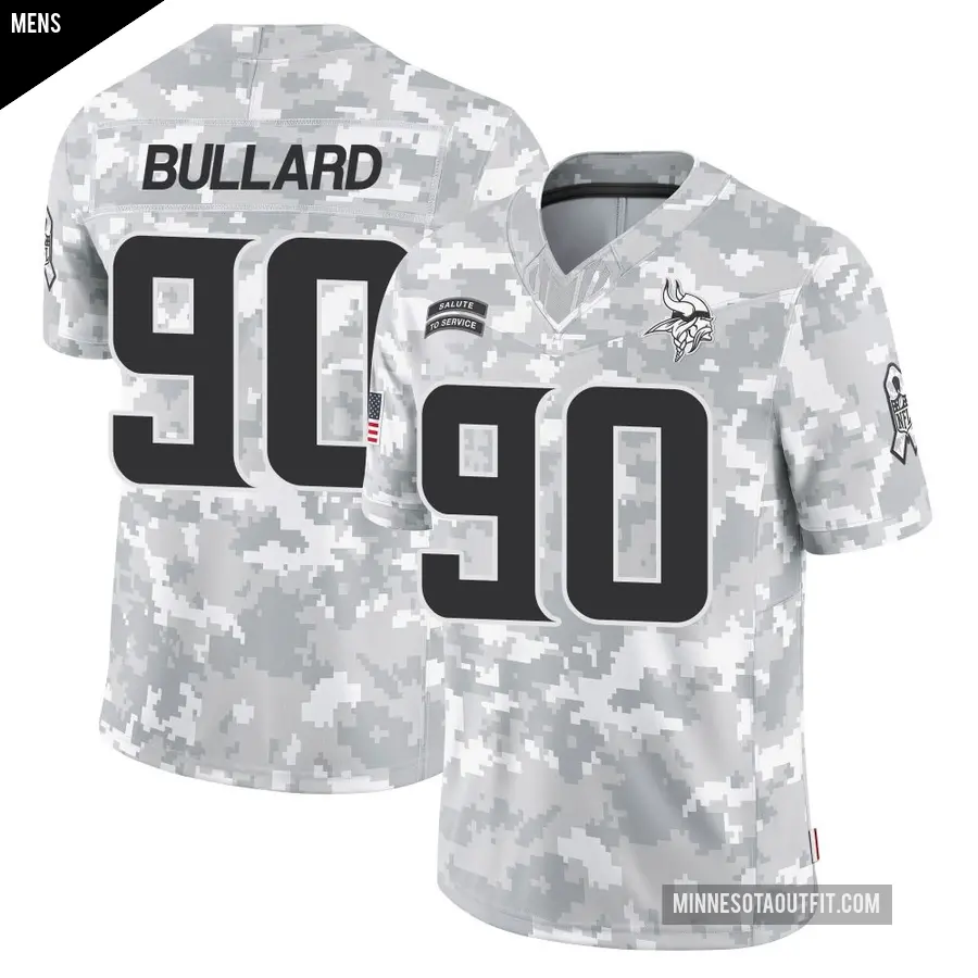 Men's Minnesota Vikings ＃90 Jonathan Bullard Arctic Camo Limited 2024 Salute to Service Jersey