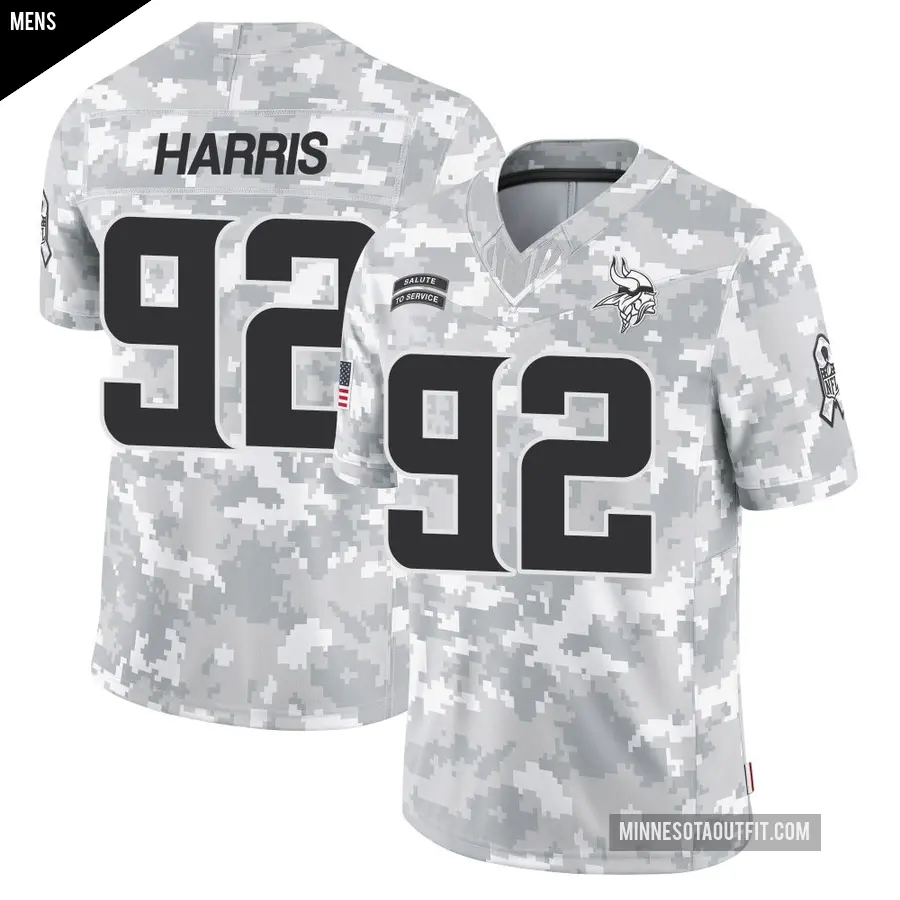 Men's Minnesota Vikings ＃92 Jonathan Harris Arctic Camo Limited 2024 Salute to Service Jersey